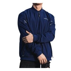 Rawgear Reflective Line Bomber Jacket Navy Blue Lightweight Long Sleeve L